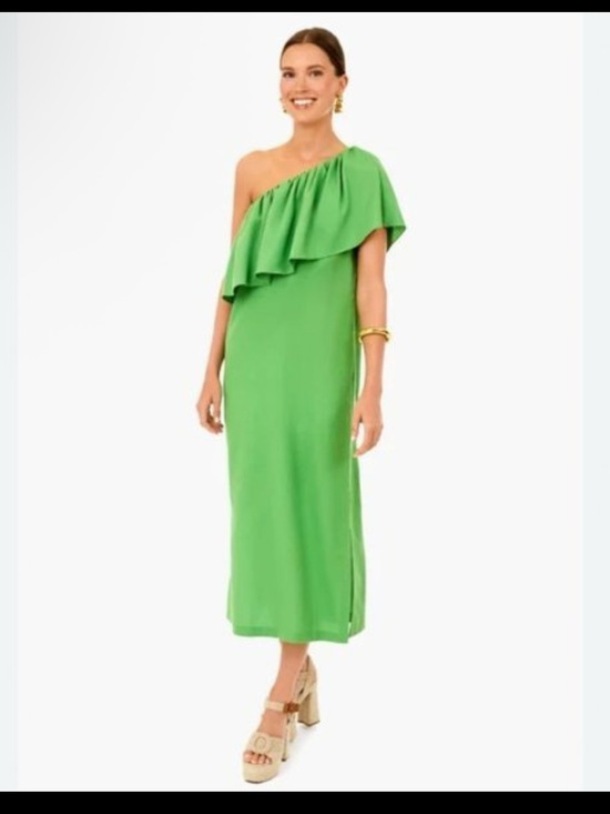 Pomander Place Dresses & Skirts - Pomander Place One-Shoulder Green Ruffle Women's Dress